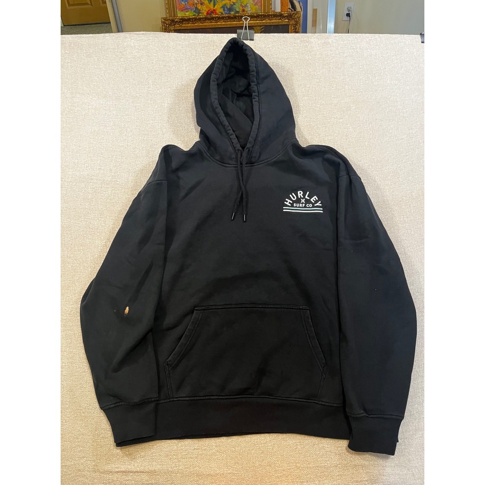 Hurley Surf Co Mens XXL Black Pullover Hoodie Oversized Skater Beach Sweatshirt
